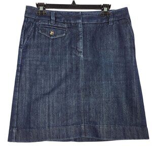 Ann Taylor Women's Dark Wash Stretch Denim, Jean Skirt Knee Length Size 8